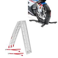 Set: Alu loading ramp max. 750 lbs folding for scooter quad ATV + Wheel Chock Easy-Evo Front Stand
