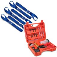 Set: Lashing strap 6pcs mega pack blue + Brake bleeder kit Vacuum pump VM2