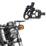 Set: Footpegs FP20 Driver and Passenger fits for Harley Davidson + LED Headlight 5.75" Inch