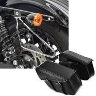 Set: Saddlebag Support Brackets Chrome + Throw-Over saddlebags for cruiser and retro VH5