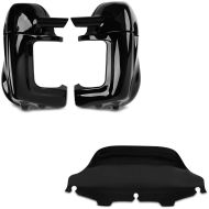 Set: Lower vented Leg Fairing + Windshield Wave 8" fits for Harley Davidson Electra-Street Glide 96-13
