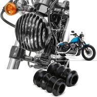 Set: Headlight Grill Cover fits for Harley Davidson Sportster 04-20 + Bellows rubber 1.54 inch
