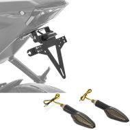 Set: Number plate holder KH4 + LED light + Sequential LED indicators BL6 tinted