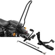 Set: Sissy bar fits for Harley Davidson Sportster 04-20 Tampa + Forward controls