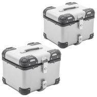 2x Motorcycle Aluminium top box Bagtecs XS45 top Case 45 Liters silver Discount Set