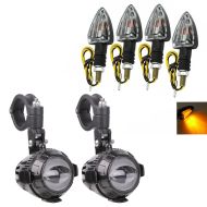 Set: LED auxiliary headlight with crash bar brackets Lumitecs MS1 12V incl. conn. cable with Turn signals set RP2 ECE 4x