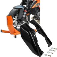 Set: Motorcycle Wheel Chock ConStands Easy-Plus Front Stand up to 21 Inch orange + Mid-Frame Air Deflector fits for Harley Davidson Touring 09-24 Heat Shield Craftride WA3 black