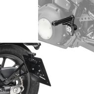 Set: Side Mount license plate holder for Cruiser Retro Universal Craftride LH5 + Passenger Footpeg crashbar compatible with Harley Davidson Softail 18-24 Craftride SC16