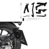 Set: Side Mount license plate holder for Cruiser Retro Universal Craftride LH5 + compatible withward control compatible with Harley Davidson Softail Street Bob 18-24 footpeg kit Craftride VF2