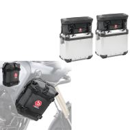 Crash bar bag pair + 2x aluminum case Pannier Lid Bag compatible with Triumph Tiger 1200 Explorer / XC / XR