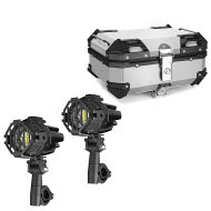 LED auxiliary headlight set + aluminum top case compatible with Yamaha XT 1200 Z Super Tenere