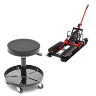 Workshop stool with castors + lift Midlift L red