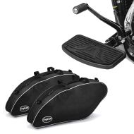 Set: Floorboards Driver passenger compatible with Harley Davidson Footboards front rear FB4 black + Pannier Inner Liner Bags compatible with Harley Davidson Sport Glide 18-24 Craftride Saddlebags