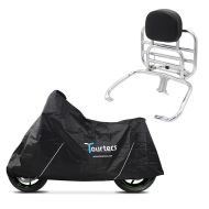 Motorcycle Cover + luggage rack with backrest foldable compatible with Vespa GTS 300 / 250 / 125 08-22 chrome