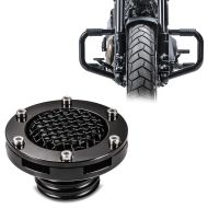 Set: Motorcycle CNC Fuel Gas Cap for Cruiser tank cap Craftride TD6 black CB22932 + Engine Guard Mustache II compatible with Harley Davidson Softail Fat Bob 114 18-24 black