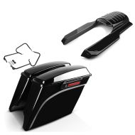 Set: Hard saddlebags Stretched LB compatible with Harley Davidson Touring 97-08 with support brackets black Craftride + Rear Fender Extension Filler compatible with Harley Davidson Touring 96-08 Craftride