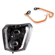 Hand protectors compatible with KTM 690 SMC / R orange + LED headlight ECE SW2