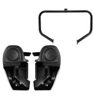 Set: Engine Guard compatible with Harley Davidson Street Glide 06-08 Craftride TR1 Black + Fairing Lowers compatible with Harley Davidson Touring 1983-2013 with speakers II Craftride