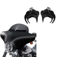Set: Batwing Fairing MD8 compatible with Harley Davidson Dyna Fat / Street Bob Craftride + Windshield Clamps 1.93 inch compatible with Harley Davidson Dyna Street Bob 06-17 Windscreens black Craftride