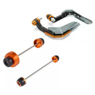 Fork and swingarm axle crash pad compatible with KTM 1290 Super Duke GT 16-24 + handguards