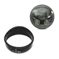 ,Headlight LED with Trim Ring 5,,75" compatible with Harley Davidson Craftride black,