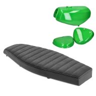 Flat bench seat VS1 Craftride compatible with Simson S51 / S50 / S70 + tank / petrol tank with side cover green