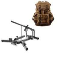 Set: Motorcycle Tyre changer for 12-21" MD4 ConStands with Motorcycle Backpack RG8 Canvas bag Vintage 20Ltr brown