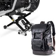 Set: Motorbike Scissor Lift Midlift XL 1100 lbs in blk ConStands with Motorcycle Backpack RL3 Tail bag Vintage 24Ltr blk
