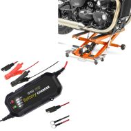 Set: Motorbike Scissor Lift Midlift XL 1100 lbs or ConStands with Motorcycle battery charger BC2 12V / 4.92 ftA