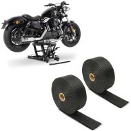 Set: Scissor Lift Midlift L 1500 lbs blk ConStands with Exhaust wrap for motorbike 49.21 ft Heat shield tape blk
