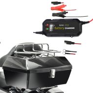 Set: Topcase Missouri 43Ltr for Chopper blk Craftride with Motorcycle battery charger BC2 Fully automatic 12V / 4.92 ftA