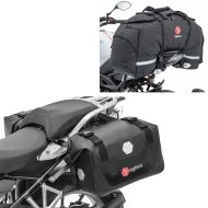 Set: Motorcycle Saddlebags wp. RB25 Roll Closure Side Bags Bagtecs with Motorcycle tail bag SX80 rear seat bag 70Ltr blk