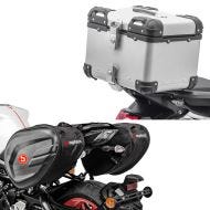 Set: Motorcycle Alu top box XS45 top Case 45Ls silver Bagtecs with Side Bags CRB 40-60 Litres Volume