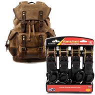 Set: Motorcycle Backpack RG8 Vintage 20Ltr brown Craftride with Motorbike Straps 4x load loops blk