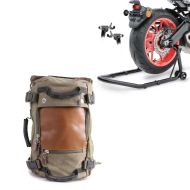 Set: Motorcycle paddock stand rear univ. -Racing S blk ConStands with Motorcycle Backpack Canvas Vintage VG6 28L green