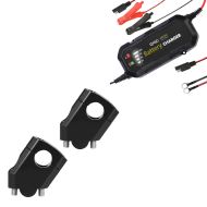 Set: Handlebar riser 1.57 inch Alu for Handlebars Ø 0.87 inch 7/8" blk Tourtecs with Motorcycle battery charger BC2 12V / 4.92 ftA