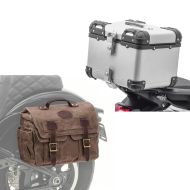 Set: Motorcycle Alu top box XS45 top Case 45Ls silver Bagtecs with Motorcycle Saddlebag Canvas with inner bag CV1 brown