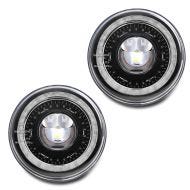 Set 2x LED headlight 7" fits for Harley Davidson headlamp DRL DE1 black Craftride