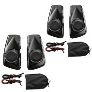 Set 2x Hard Saddlebag Lids with 6.5" Speakers Craftride fits for Harley Davidson Touring 14-24 Black