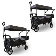 Set 2x Handcart with roof foldable Divit transport cart garden cart foldable steel ME70 black