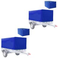 Set 2x Trailer tarpaulin with rubber belt 210 x 114 x 34.65 inch Vanit high tarpaulin waterproof 610 g / m² ME98 blue