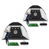 Set 2x Golf Practice Net Cranit GN1 Practice Cage with Artificial Turf Mat black