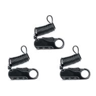 Set of 3 Helmet lock motorcycle / combination lock Tourtecs black