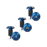 Set of 3 Handle bar end / motorcycle slider cap Tourtecs LE1 for universal handlebars blue