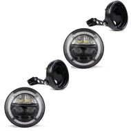 2x LED Headlight 7" Inch Set Motorcycle Universal Headlamp Projector black Craftride F10