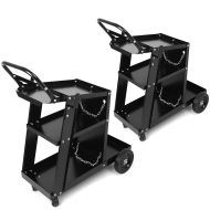Set of 2 Welding trolley with 3 shelves SW1 Tourtecs workshop trolley welding table black