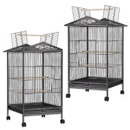 Set of 2 Bird cage with wheels Divit aviary with dirt tray 45 x 45 x 38.19 inch PL9 black