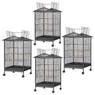 Set of 4 Bird cage with wheels Divit aviary with dirt tray 45 x 45 x 38.19 inch PL9 black