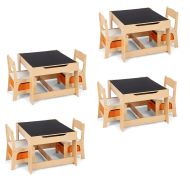 Set of 4 3-piece children's seating group made of wood KG1 Divit children's table group with 2 chairs