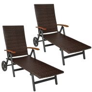 2x folding garden lounger Divit RB71 sun lounger on wheels aluminum polyrattan adjustable black